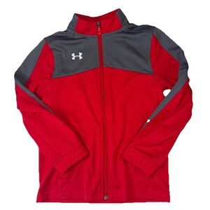 Under Armour Boys'‎ Red & Gray Full Zip Track Jacket Size Small
